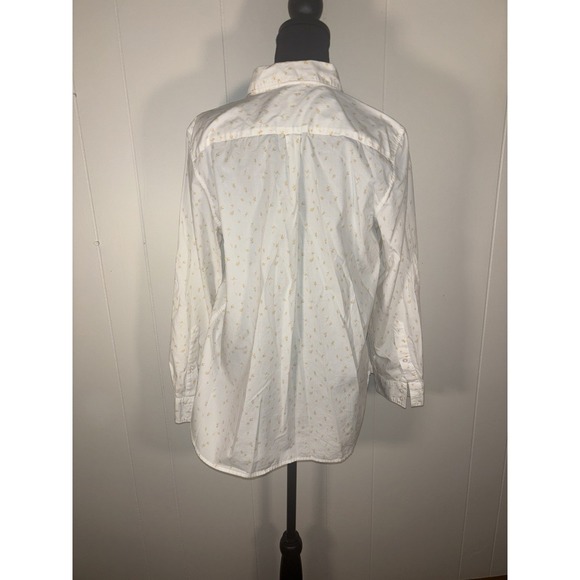 garnet hill white‎ button up foral blouse size 12 organic pima cotton - Picture 2 of 10
